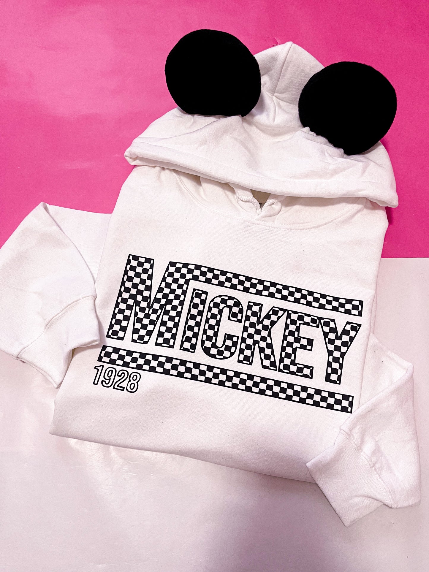 Checkered Mickey Mouse Ear Hoodie