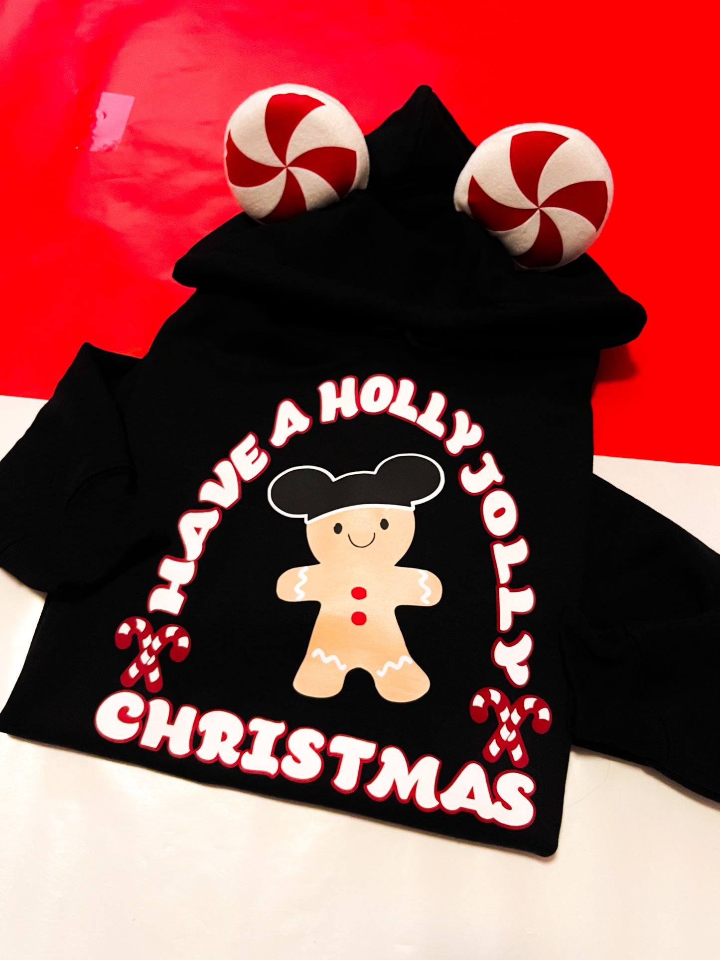 Holly Jolly Gingerbread Mouse Ear Hoodie